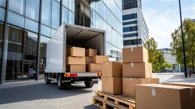 Cross grenzüberschreitende E-Commerce-Verkäufer sind mit rauschenden Waren be...
